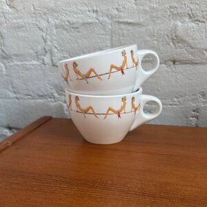 Vintage Cynthia Rowley for Fishs Eddy ‘Dirty Dishes’ set of Two Tea Cups